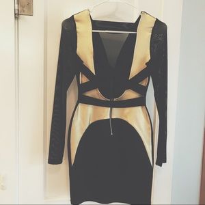 WINDSOR tight black and gold New Years dress
