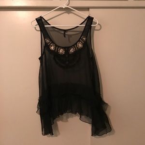 Affliction Black Premium Sheer Blouse