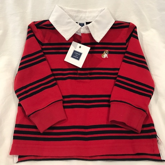 Janie and Jack Other - Red Bulldog Long Sleeve Polo