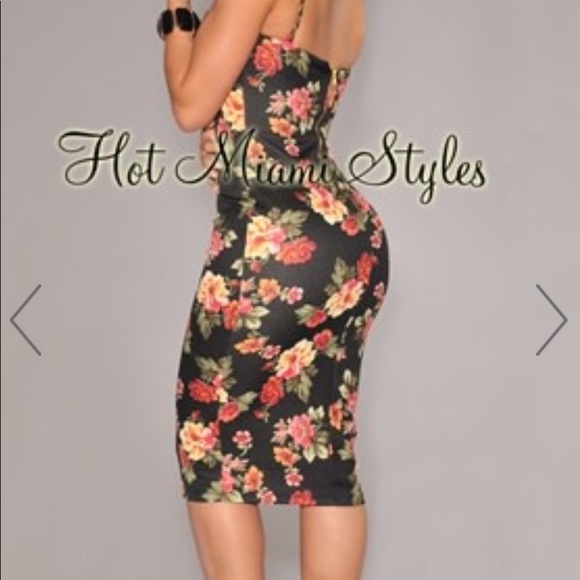 Hot Miami Bodycon floral dress - Picture 2 of 2
