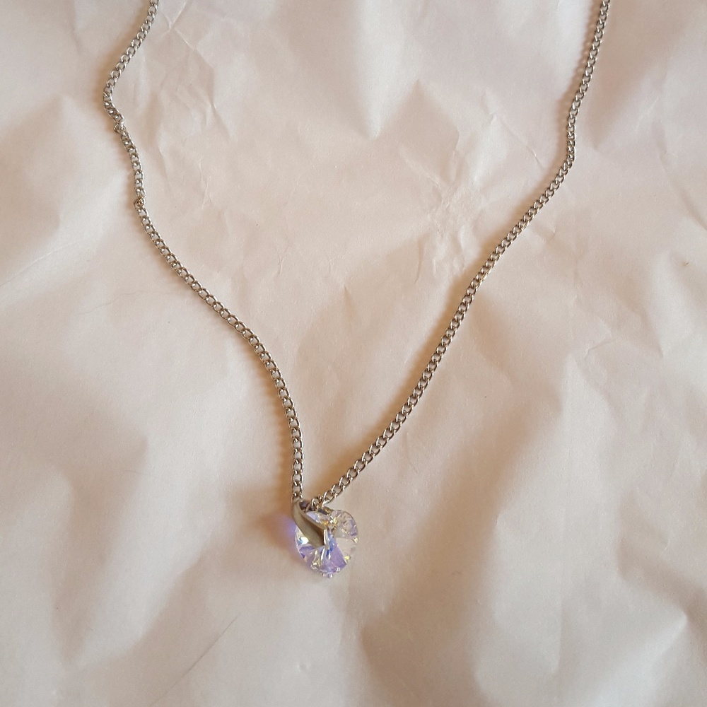 Heart shaped CZ and silver neckace