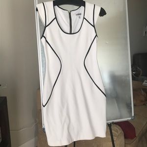 Express white mini dress with black tubing