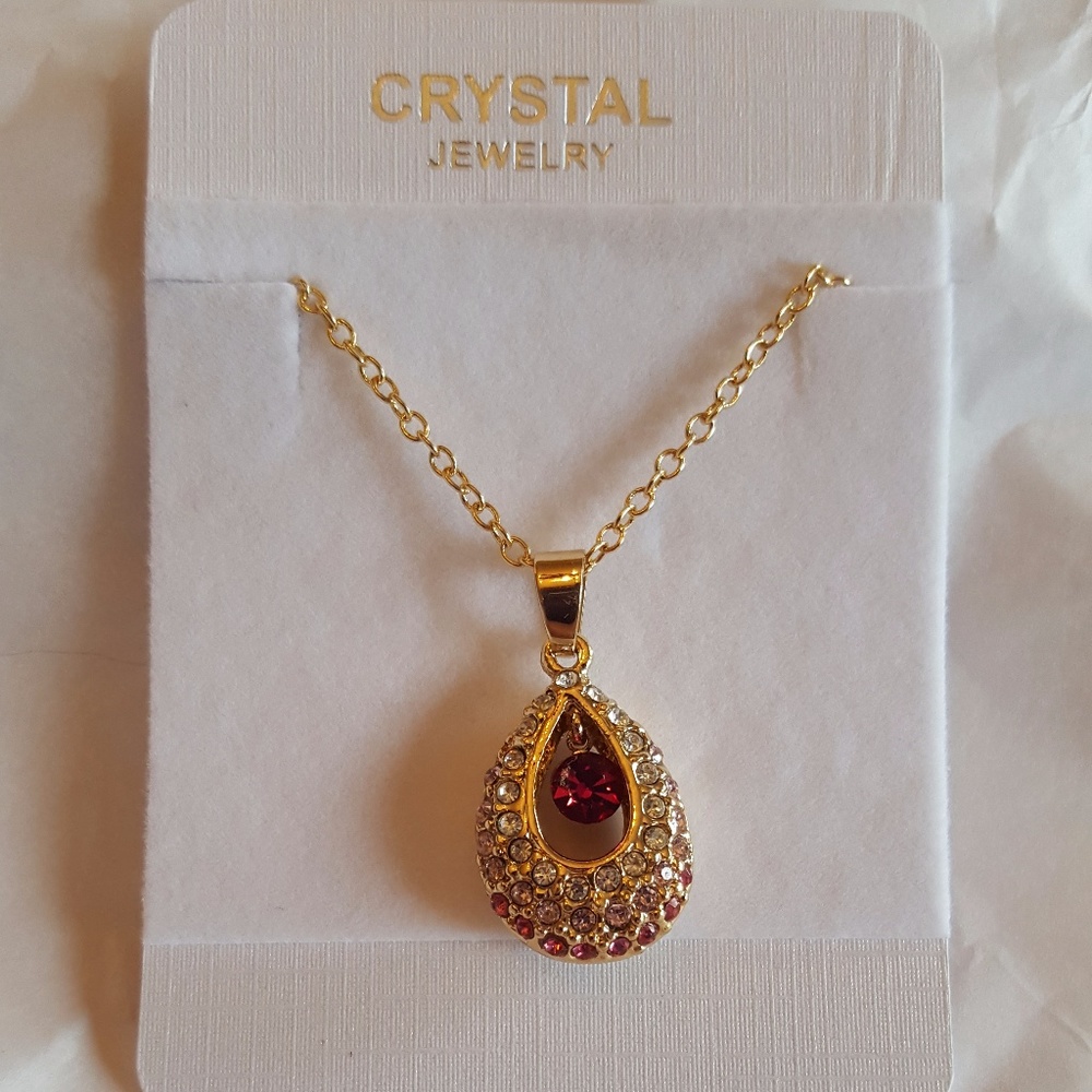 Pink and white crystal necklace