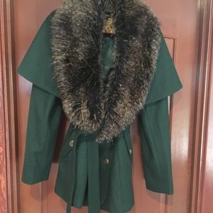 Steve Madden faux fur green jacket