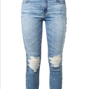 NWT Amiri Woman's Chain Jeans In Rose Bowl Size 25