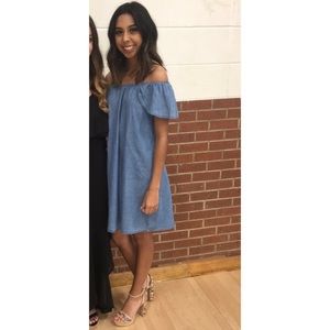 Off shoulder denim dress