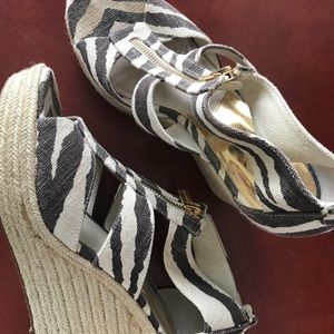 Micheal Kors brown zebra print wedges