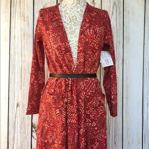 Lularoe medium Sara Duster Sweater Florals & Red!