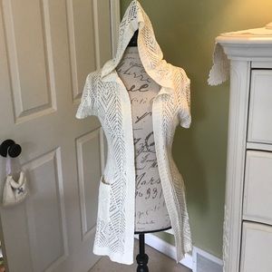 Lace sweater with hood