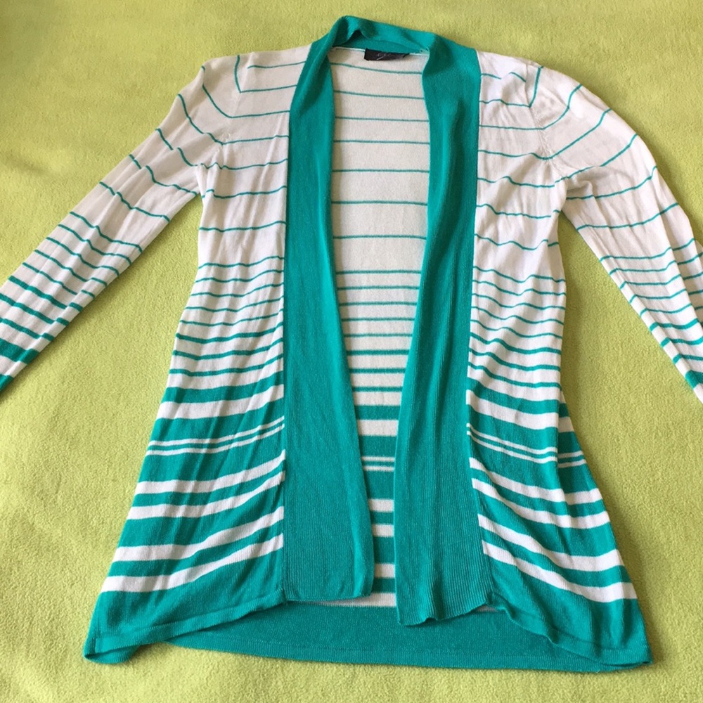 Teal and White Stripped Lyn Cardigan