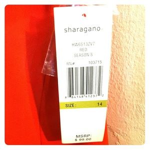 Sharagano Sleeveless Keyhole Back Red Dress