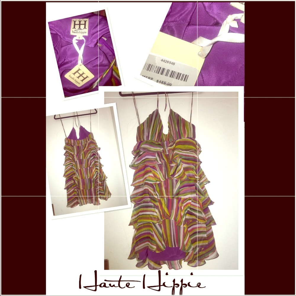 STEAL💥Haute Hippie🌈NWT🏷Ruffle Crepe Mini Dress