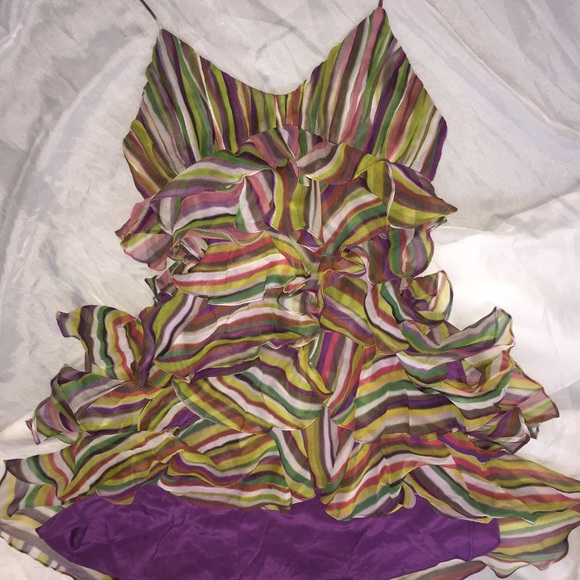 STEAL💥Haute Hippie🌈NWT🏷Ruffle Crepe Mini Dress - Picture 4 of 9