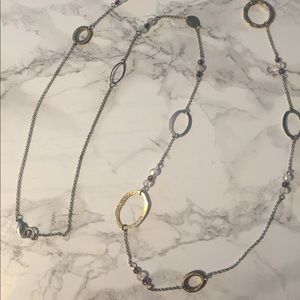 LOFT Silver & Gold Chain & Hoop Necklace