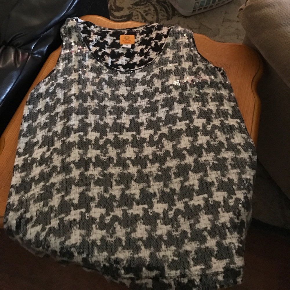 Black and white sequin tank by Ruby Red