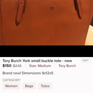 Tory burch York small buckle tote new