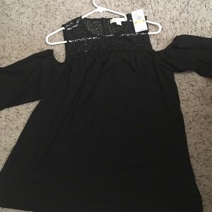 Michael Kors Cold Shoulder Baby Doll Blouse