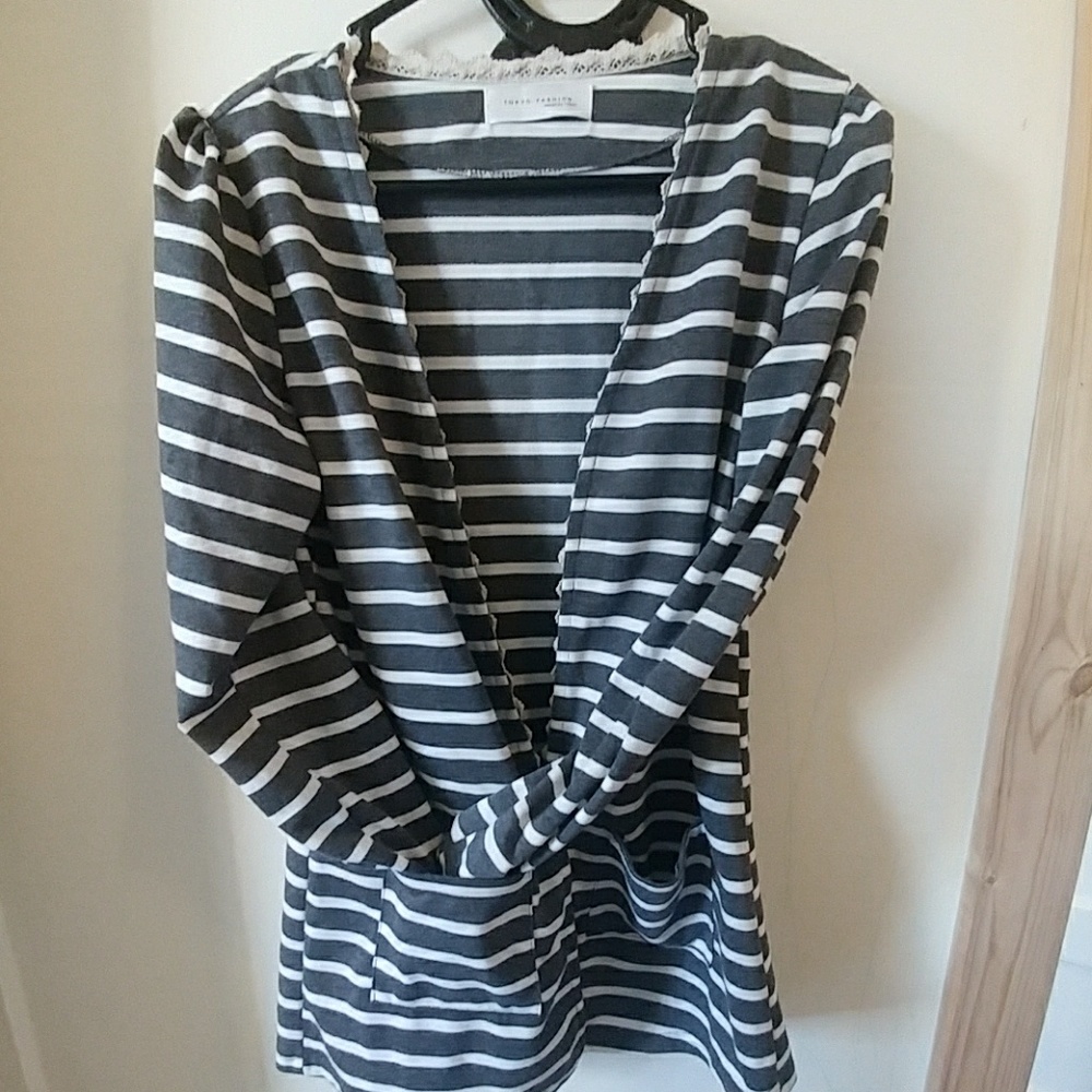 Grey strip cardigan