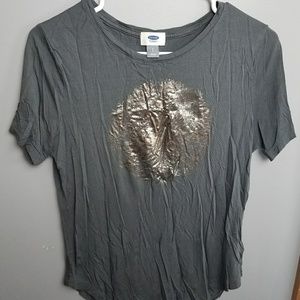 Gray Tee with Silver Circle Detail