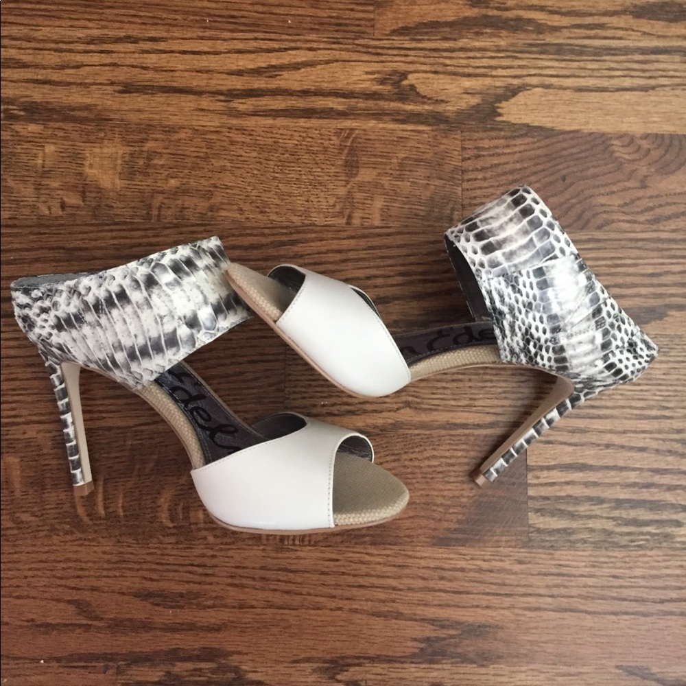 Sam Edelman Snakeskin and Ivory heels size 5
