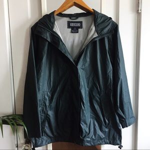 Forest Green Lands' End Rain Jacket, Size M 10-12
