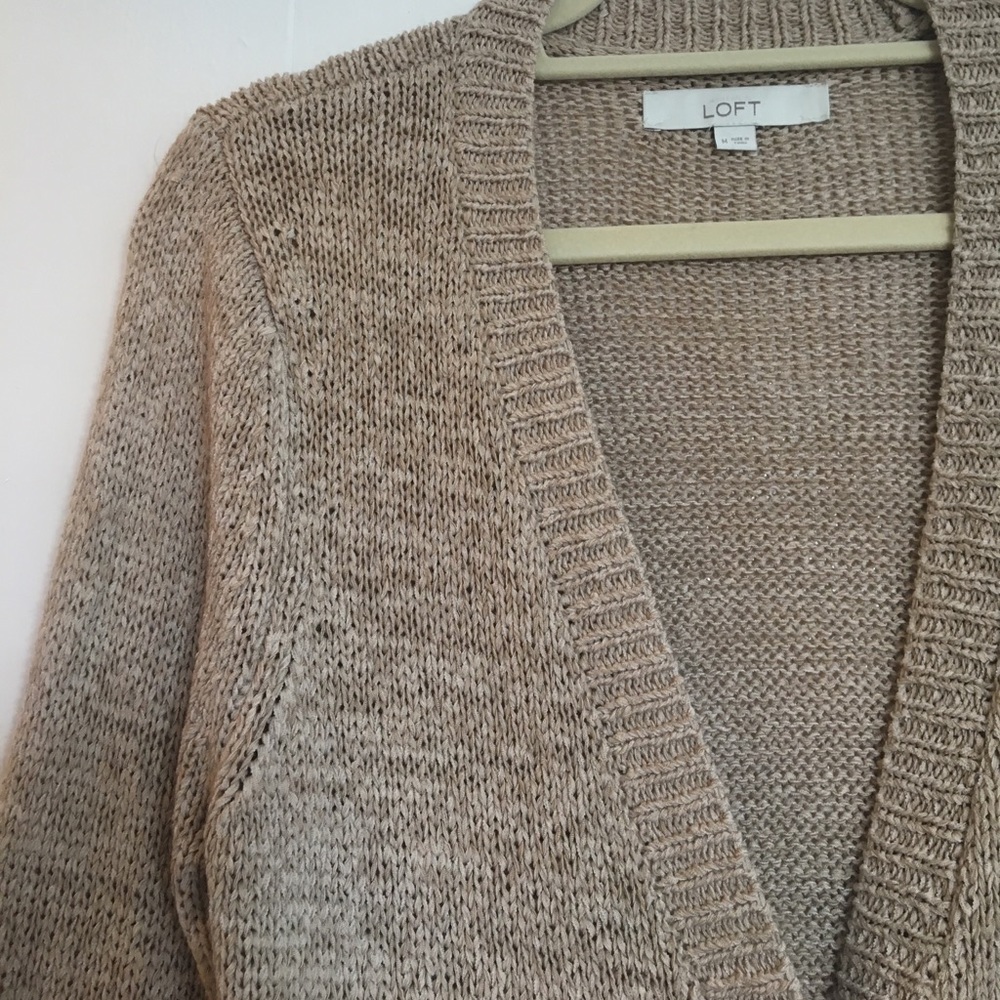 LOFT Tan Boyfriend Cardigan