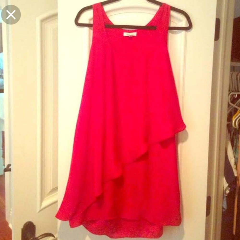 Red flowy silence and noise dress with side zipper