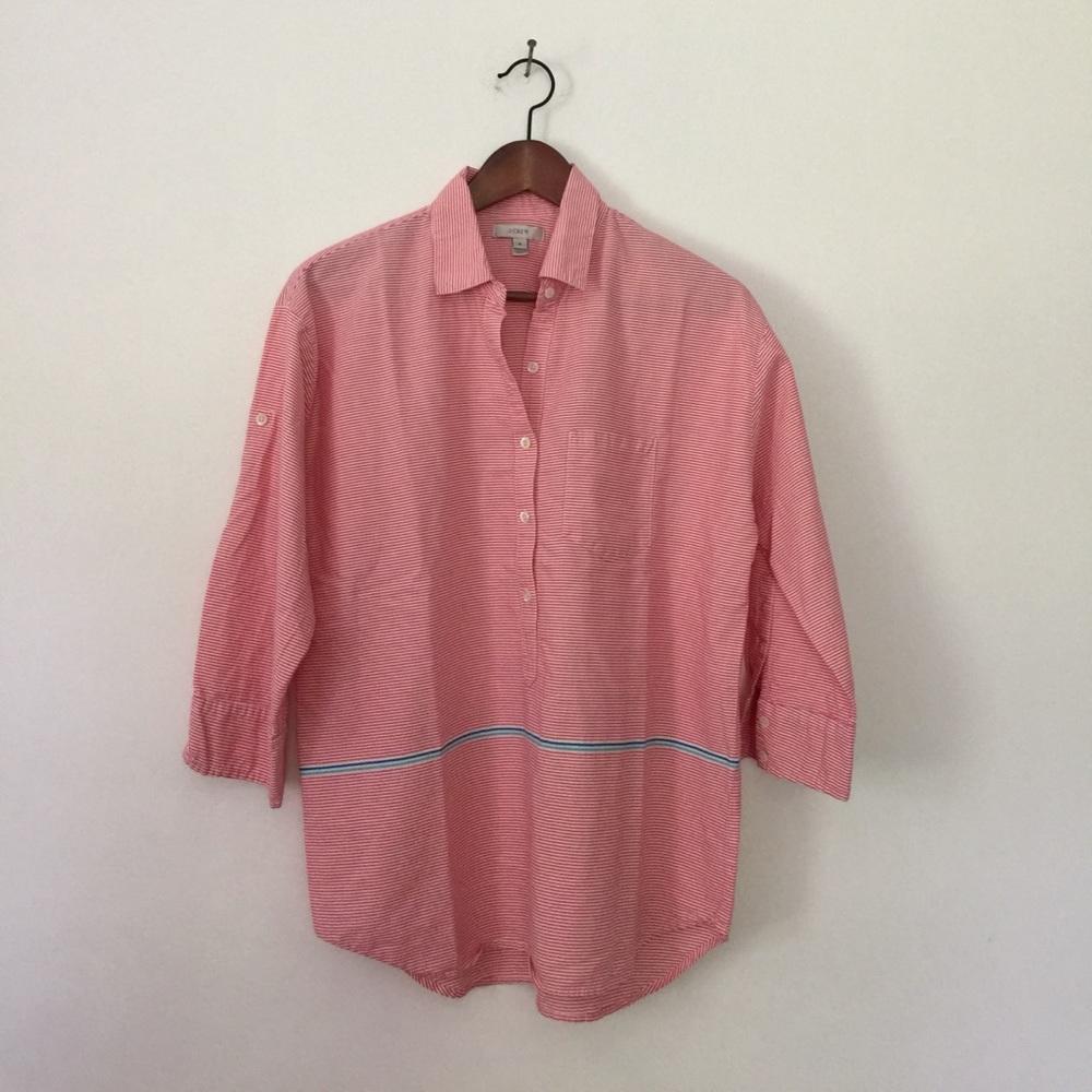 J.Crew 3/4 sleeve popover shirt small