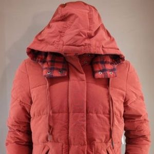 Quicksilver dusty red down coat, flannel lined, M