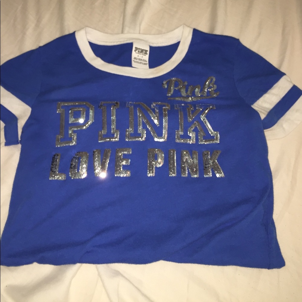 Blue and white pink shirt