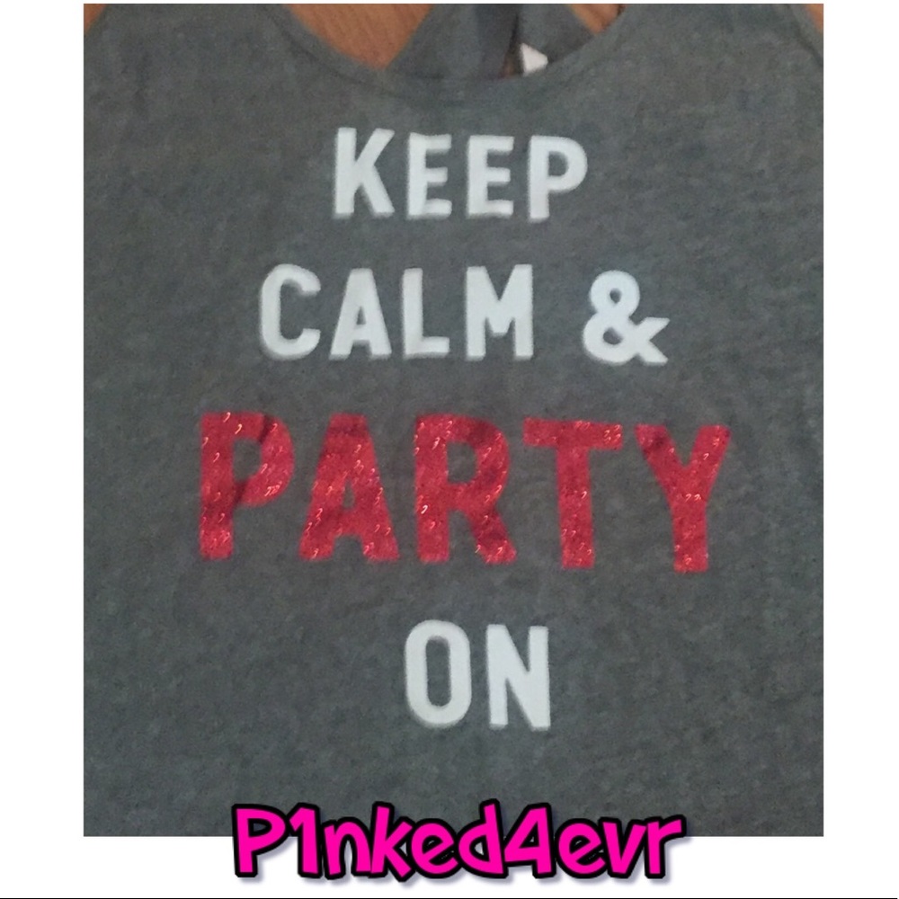 NWT VS "Keep Calm and Party On!" Gray Tank Top M