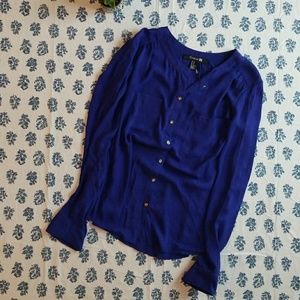 Forever 21 Collarless Blouse M