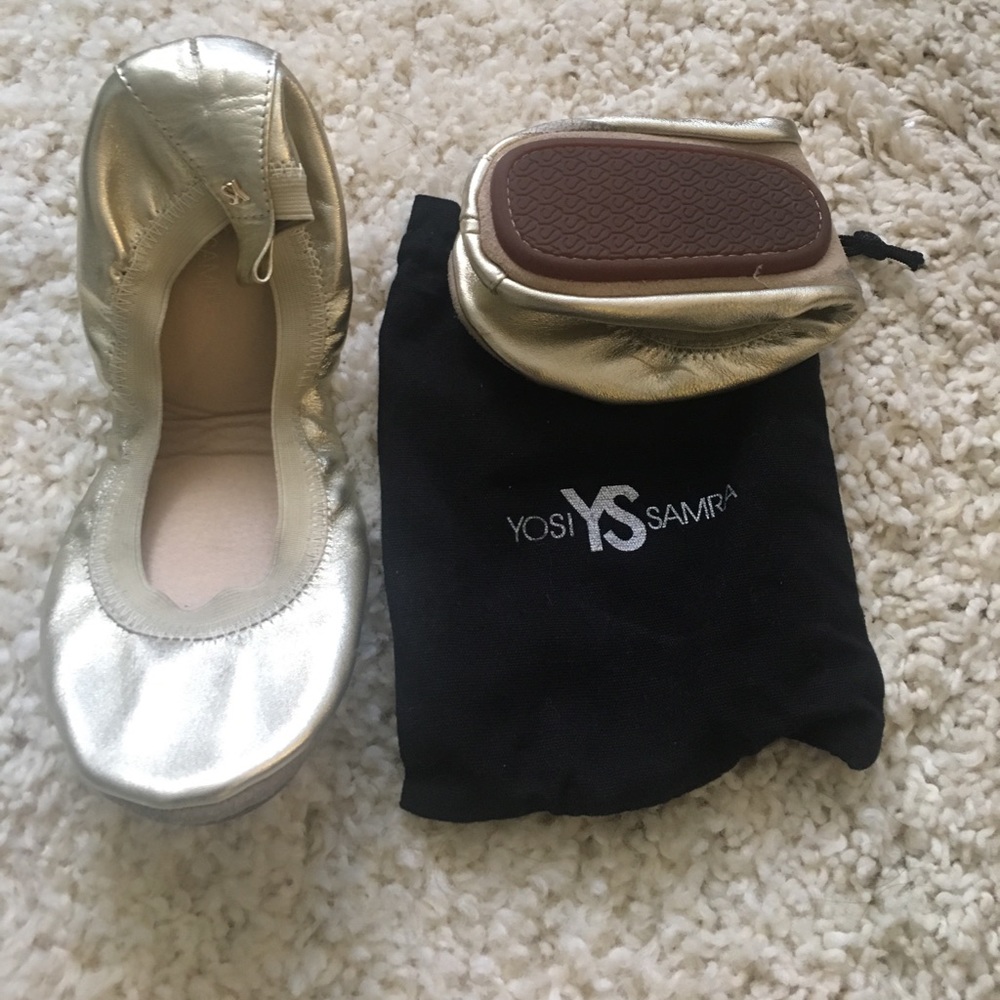 YOSI SAMRA gold travel ballet flats- 9