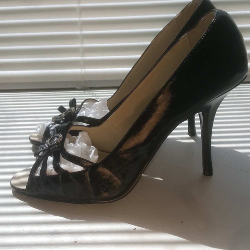 Highest heel open toe pumps