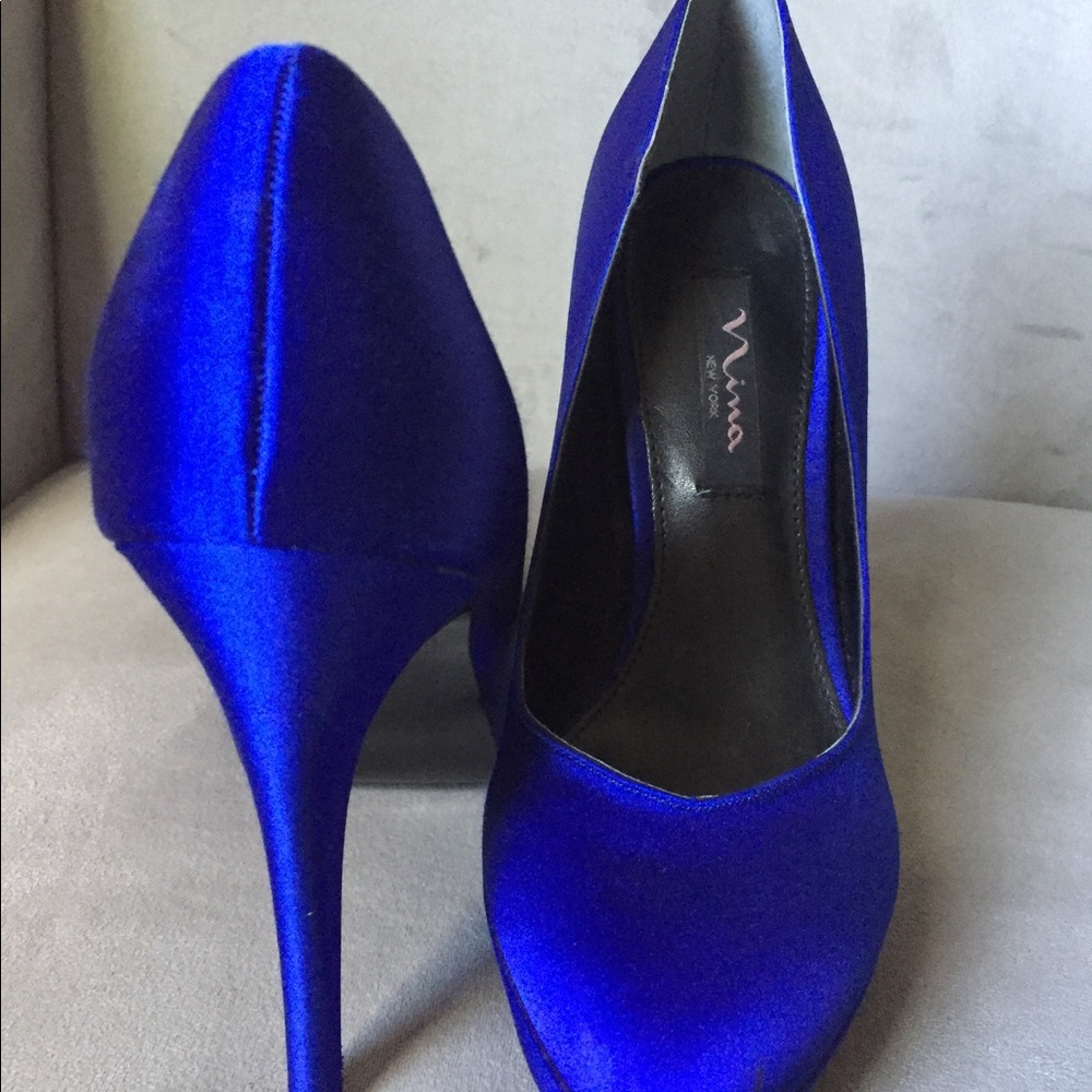 Royal Blue, Satin, high heels by Nina size 7.5