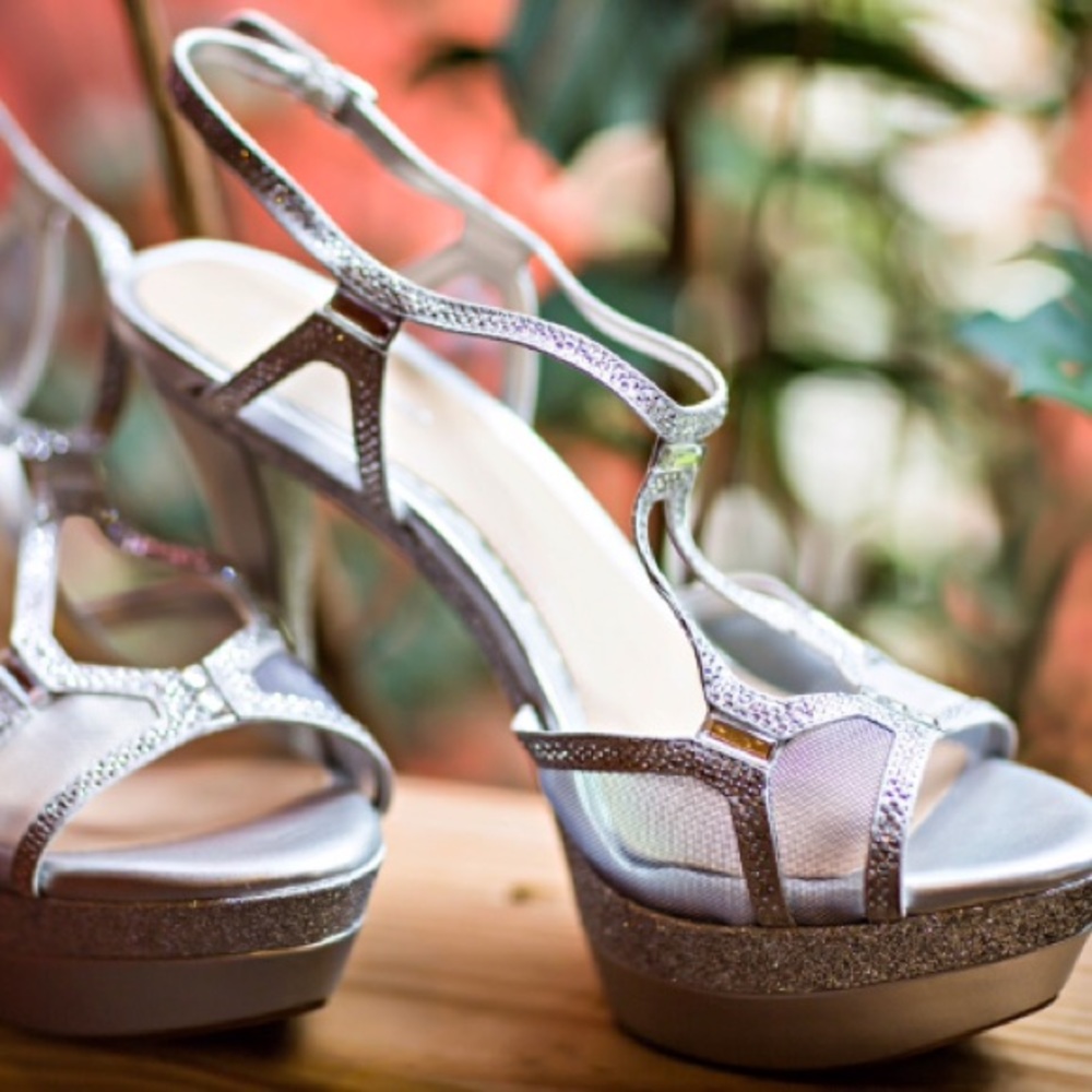 Silver 6" heels worn once at my wedding