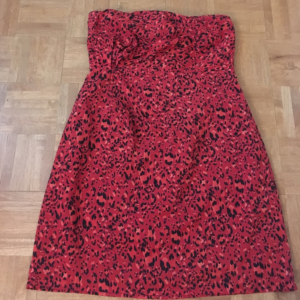 The Limited Red Leopard Strapless Dress