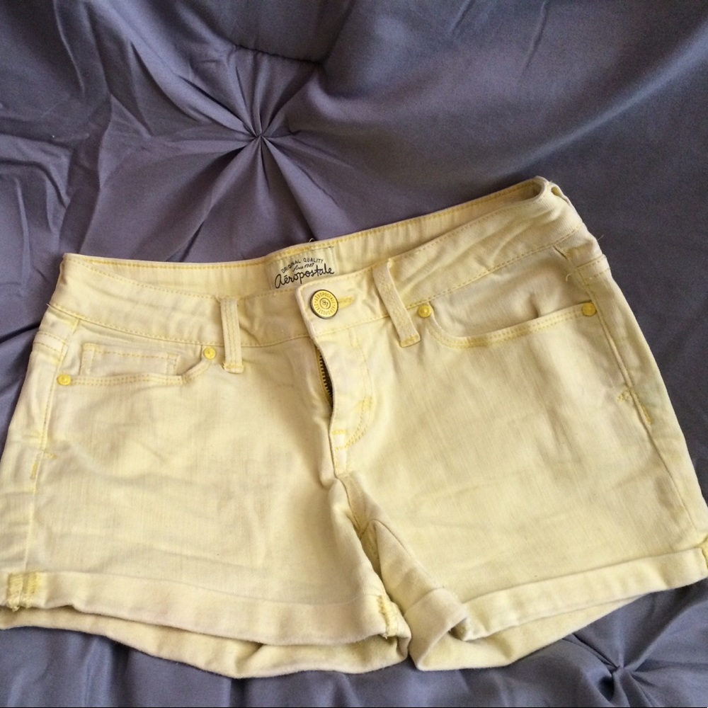 Yellow jean shorts