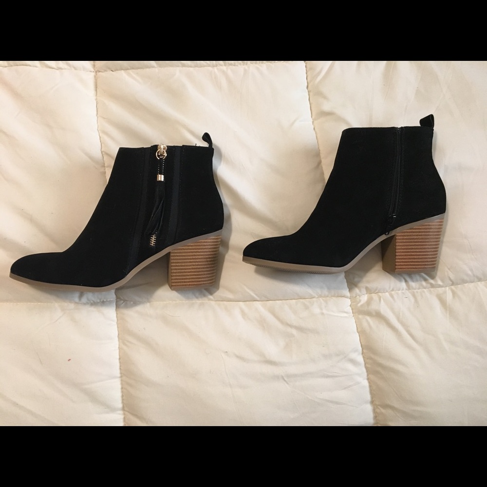 Black faux suede booties