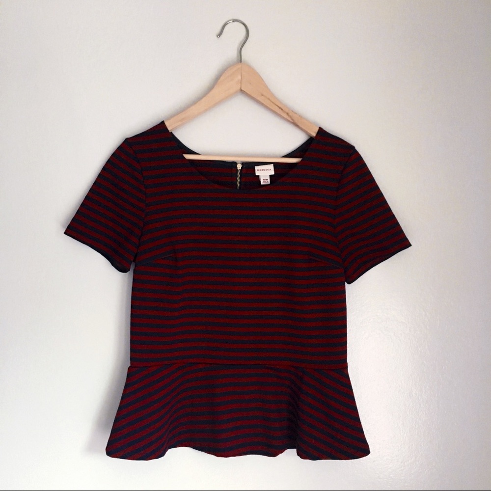Navy/Maroon Peplum Top