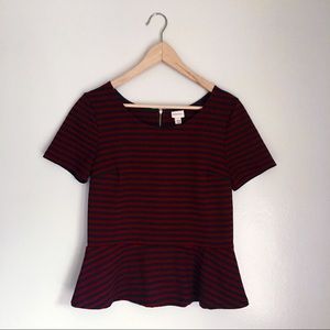 Navy/Maroon Peplum Top