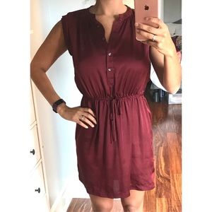 Ann Taylor burgundy button down dress
