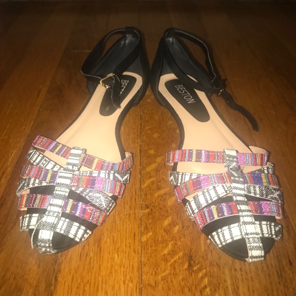 Beaton woman's ankle strap dress flats -NEVER WORN