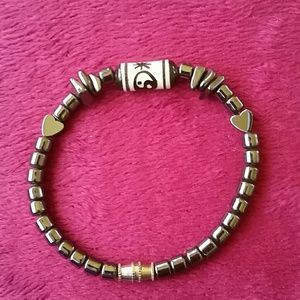 Gun Metal Bracelet w/Ying Yang