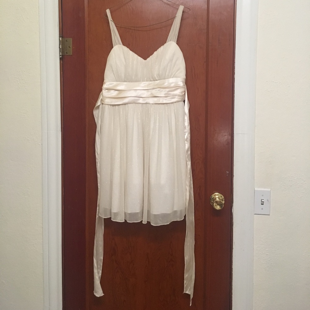 A homecoming/prom white sparkly dress