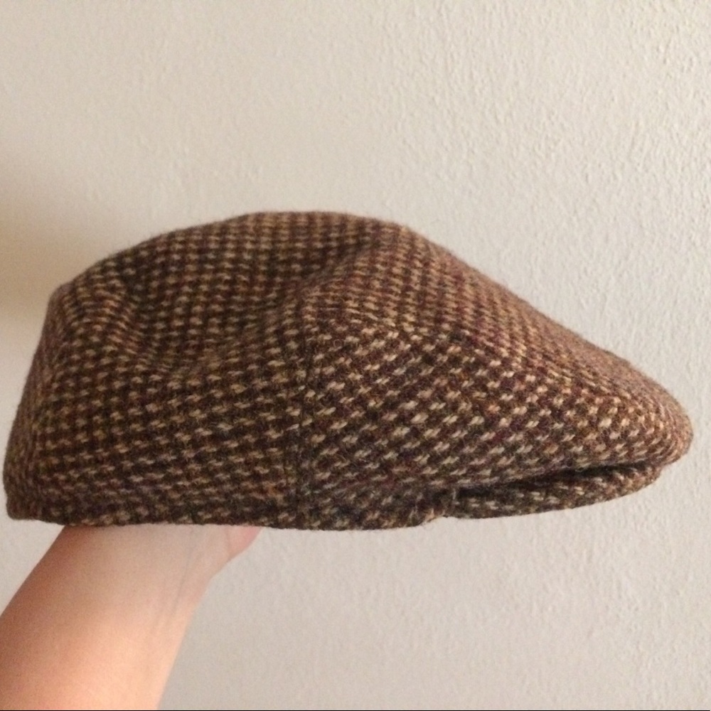 Vintage Harris Tweed flat hat/ Newsboy cap