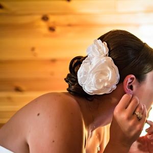 Gorgeous white rose hair clips