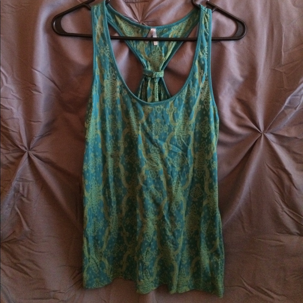Teal and green halter tank top