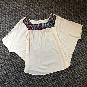 Embroidered flowy peasant top