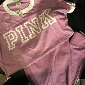 NWT PINK JOGGERS AND MATCHING TEE